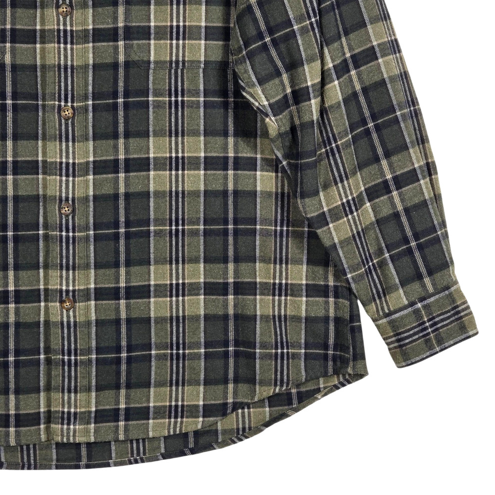 Woolrich Shirt Mens Medium Green Plaid Flannel Workwear Utility Outdoor Hiking - Picture 4 of 12